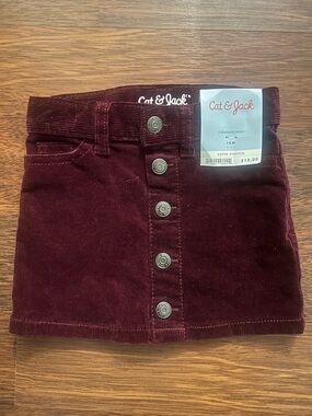 Cat & Jack Wine Burgundy Corduroy Button-Front Skirt